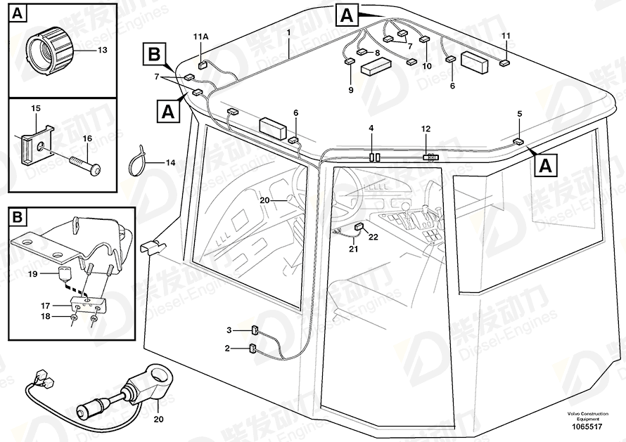 VOLVO Cable harness 11118750 Drawing VOLVO Cable harness 11118750 Drawing