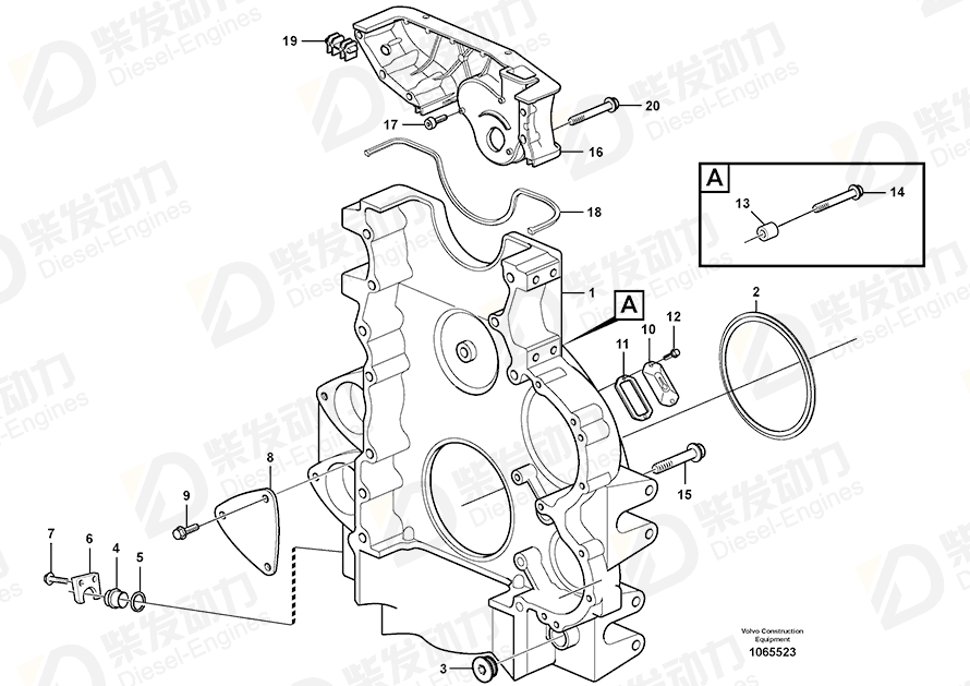 VOLVO Timing gear cover 21752407 Drawing