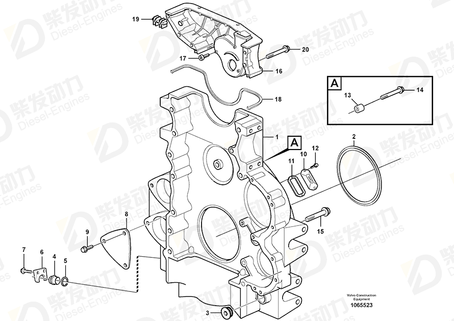 VOLVO Timing gear cover 21752407 Drawing VOLVO Timing gear cover 21752407 Drawing