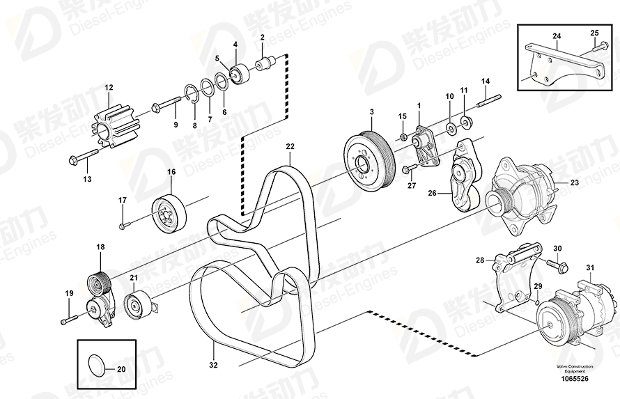 VOLVO Belt tensioner 20966526 Drawing