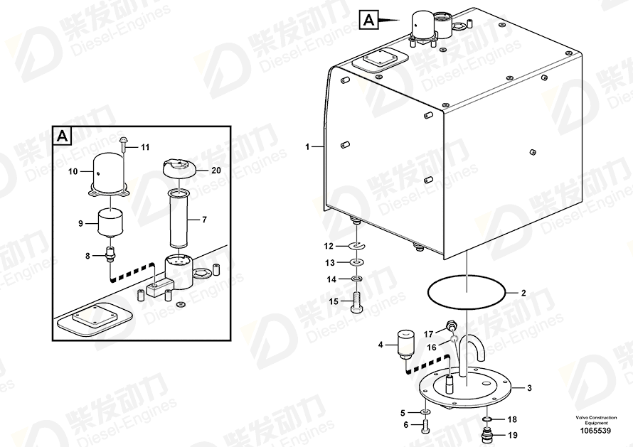 VOLVO Fuel tank 14639612 Drawing