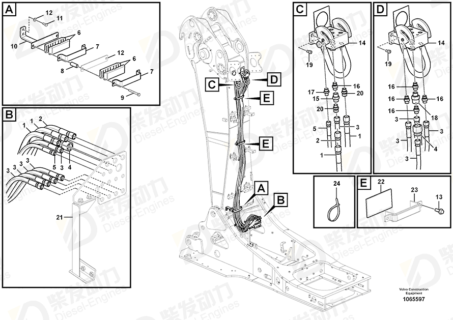 VOLVO Hose assembly 937974 Drawing VOLVO Hose assembly 937974 Drawing