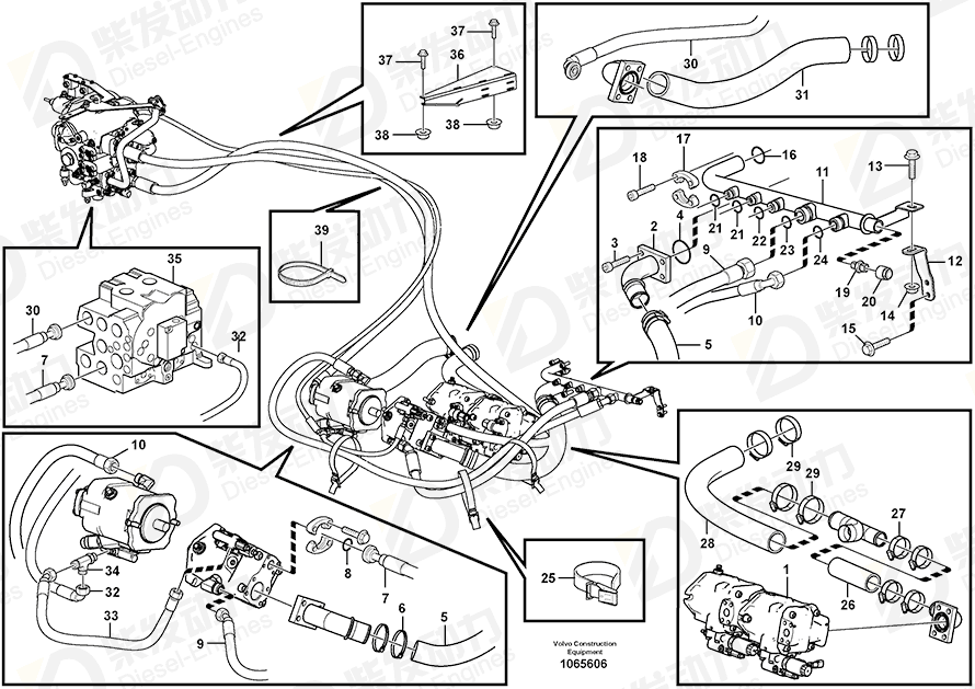 VOLVO Hydraulic hose 15119344 Drawing VOLVO Hydraulic hose 15119344 Drawing