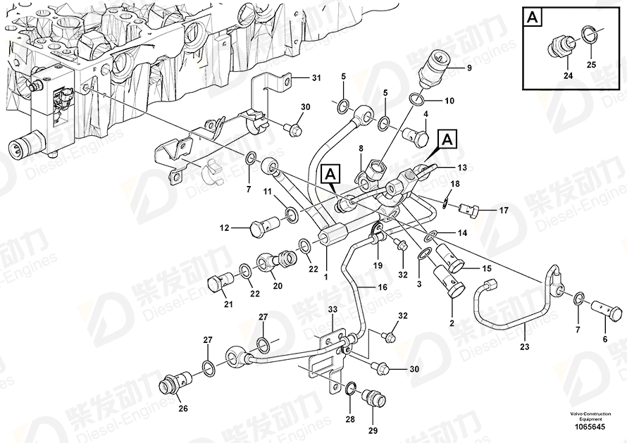 VOLVO Hollow screw 993241 Drawing VOLVO Hollow screw 993241 Drawing