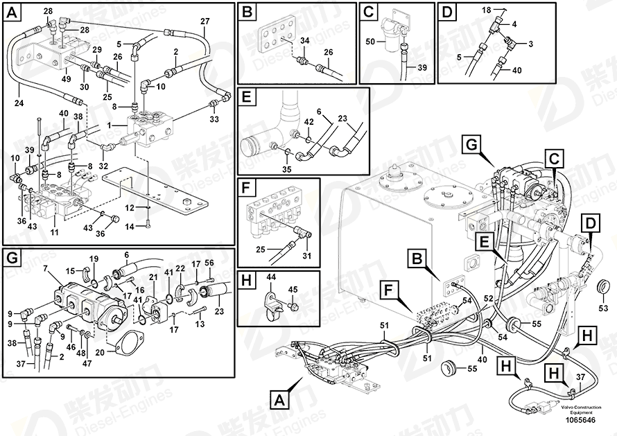 VOLVO Hose assembly 15117810 Drawing VOLVO Hose assembly 15117810 Drawing