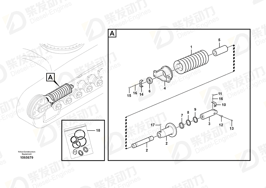 VOLVO Recoil spring 14615150 Drawing