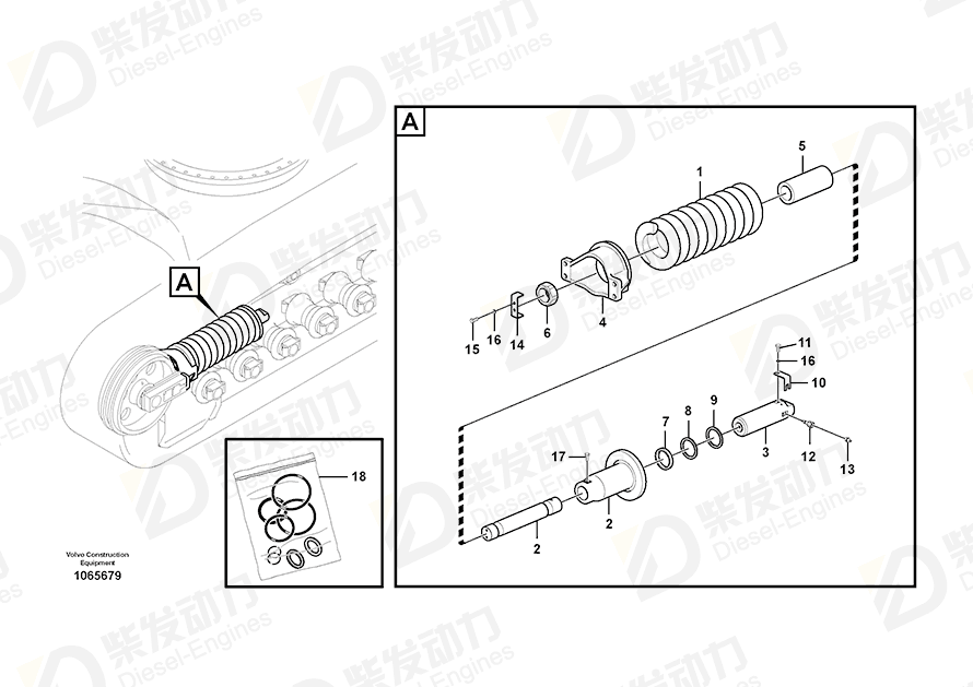 VOLVO Recoil spring 14615150 Drawing VOLVO Recoil spring 14615150 Drawing