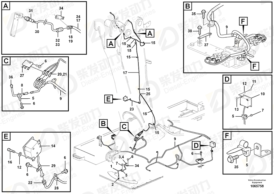 VOLVO Cable harness 14613968 Drawing