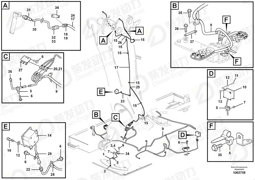 VOLVO Cable harness 14655714 Drawing VOLVO Cable harness 14655714 Drawing