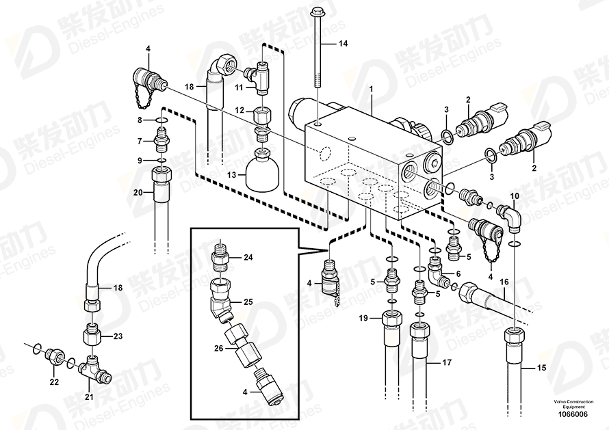 VOLVO Hose assembly 936407 Drawing