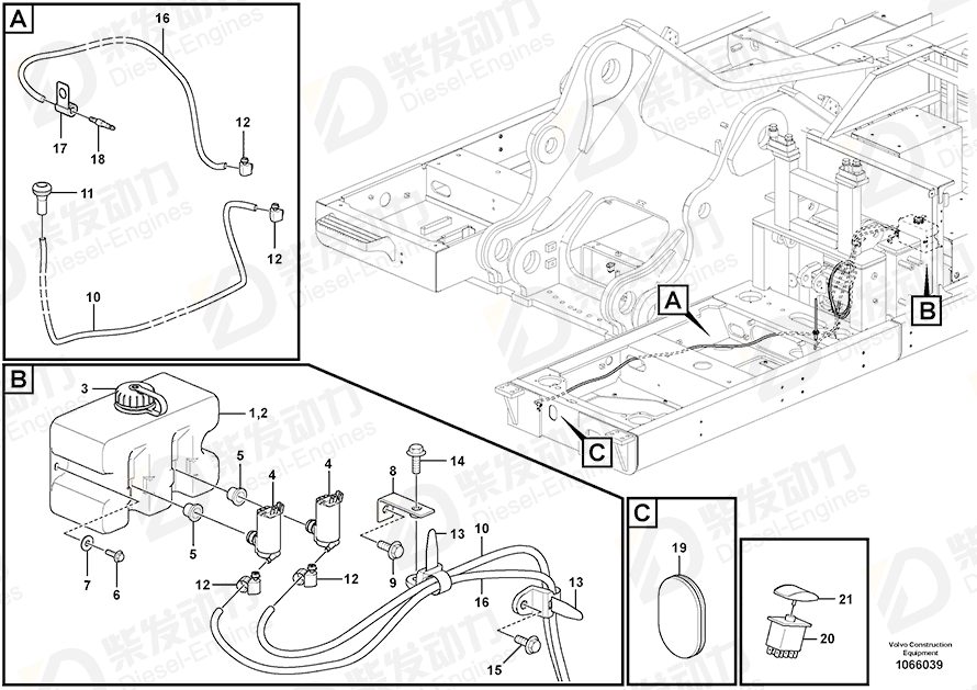 VOLVO Washer Pump 14628994 Drawing VOLVO Washer Pump 14628994 Drawing