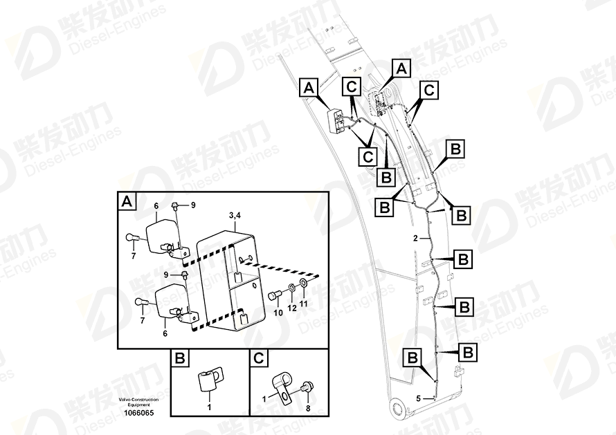 VOLVO Cable harness 14559124 Drawing VOLVO Cable harness 14559124 Drawing