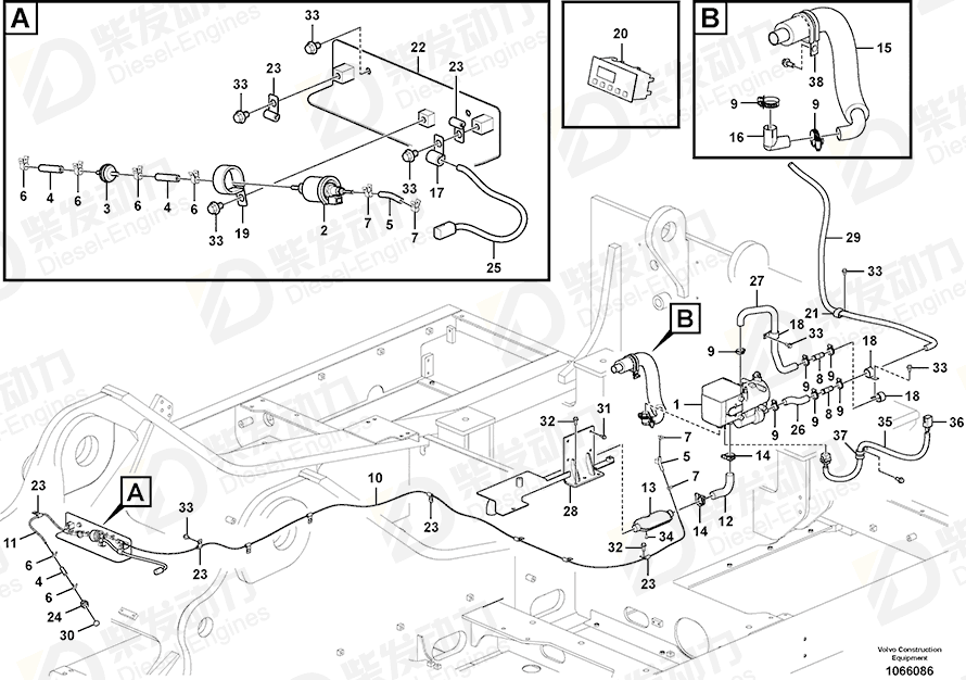 VOLVO Hose 14598092 Drawing