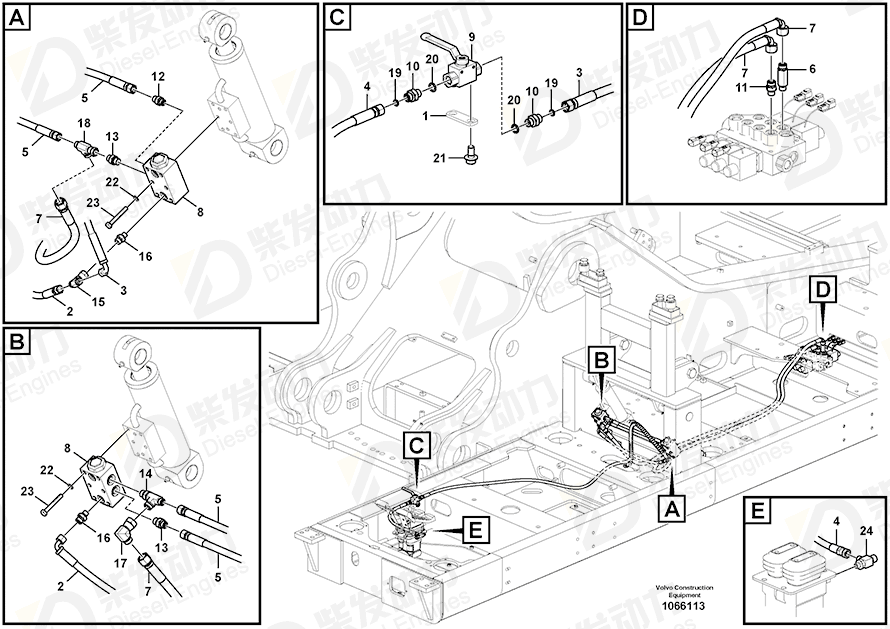 VOLVO Hose assembly 937098 Drawing VOLVO Hose assembly 937098 Drawing