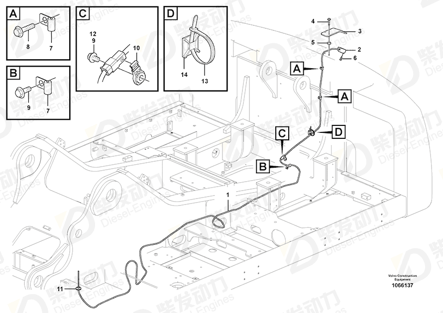VOLVO Cable harness 14646251 Drawing VOLVO Cable harness 14646251 Drawing