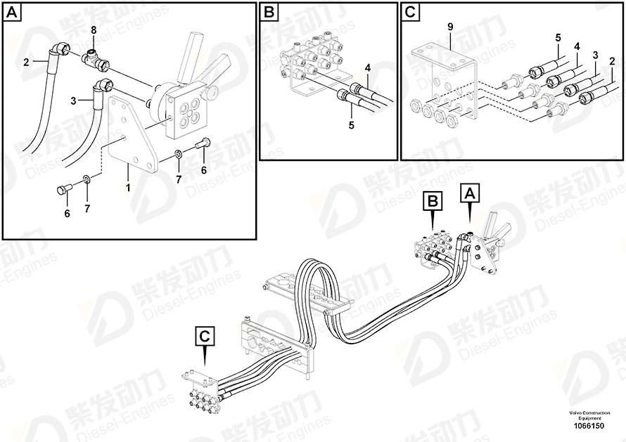 VOLVO Hose assembly 936693 Drawing VOLVO Hose assembly 936693 Drawing