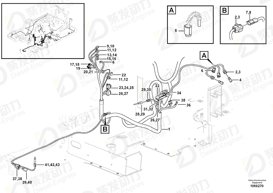 VOLVO Cable harness 14640222 Drawing