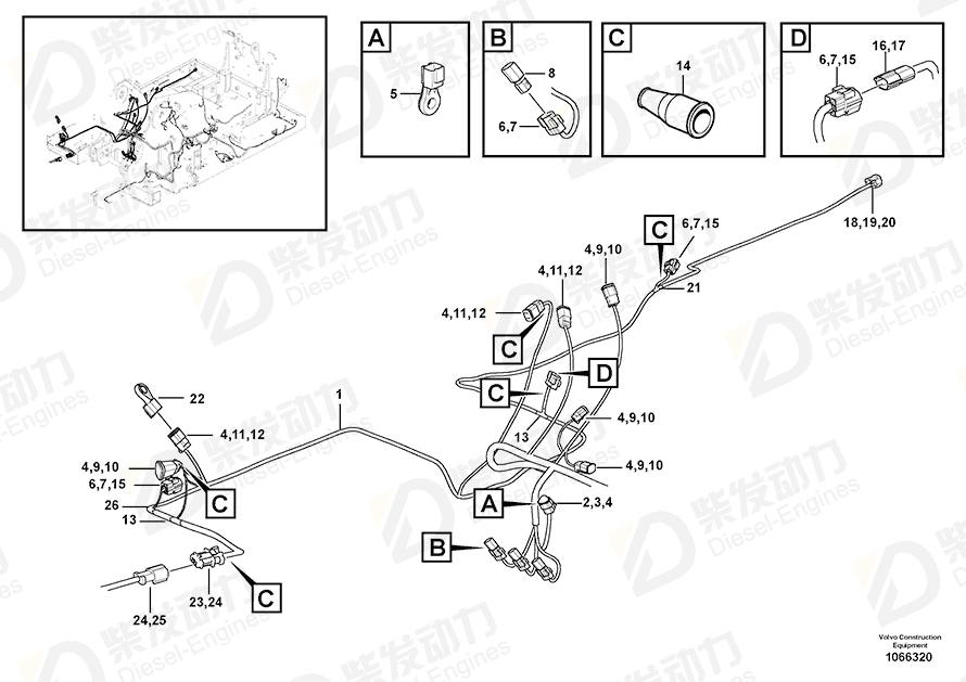 VOLVO Cable harness 14650222 Drawing
