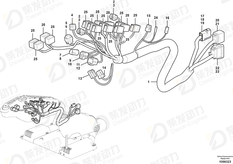 VOLVO Cable harness 14646584 Drawing VOLVO Cable harness 14646584 Drawing
