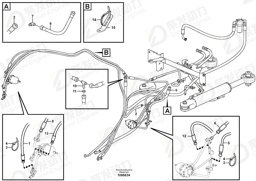 VOLVO Hose assembly 15164563 Drawing VOLVO Hose assembly 15164563 Drawing