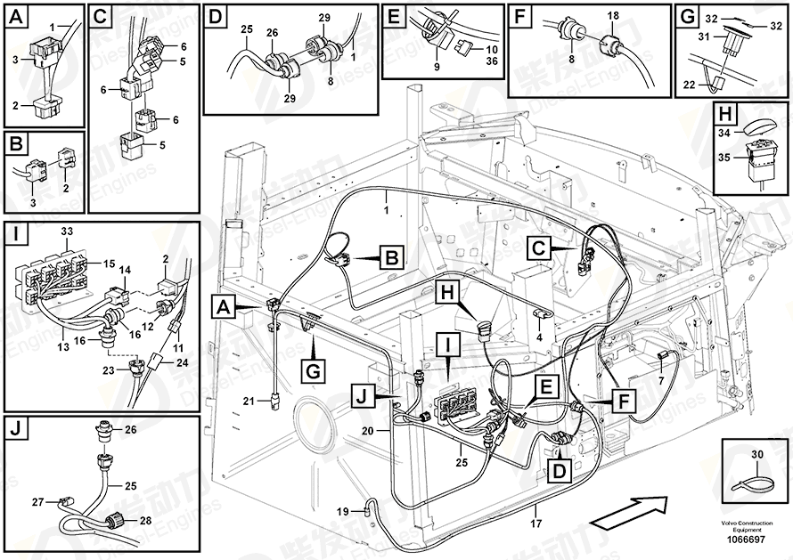 VOLVO Cable harness 17235163 Drawing VOLVO Cable harness 17235163 Drawing