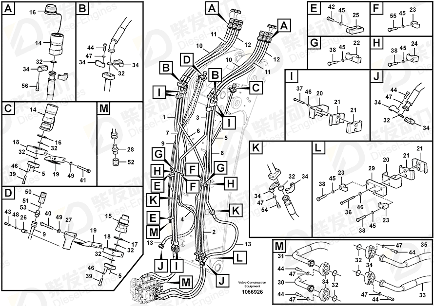 VOLVO Hose assembly 15800517 Drawing VOLVO Hose assembly 15800517 Drawing