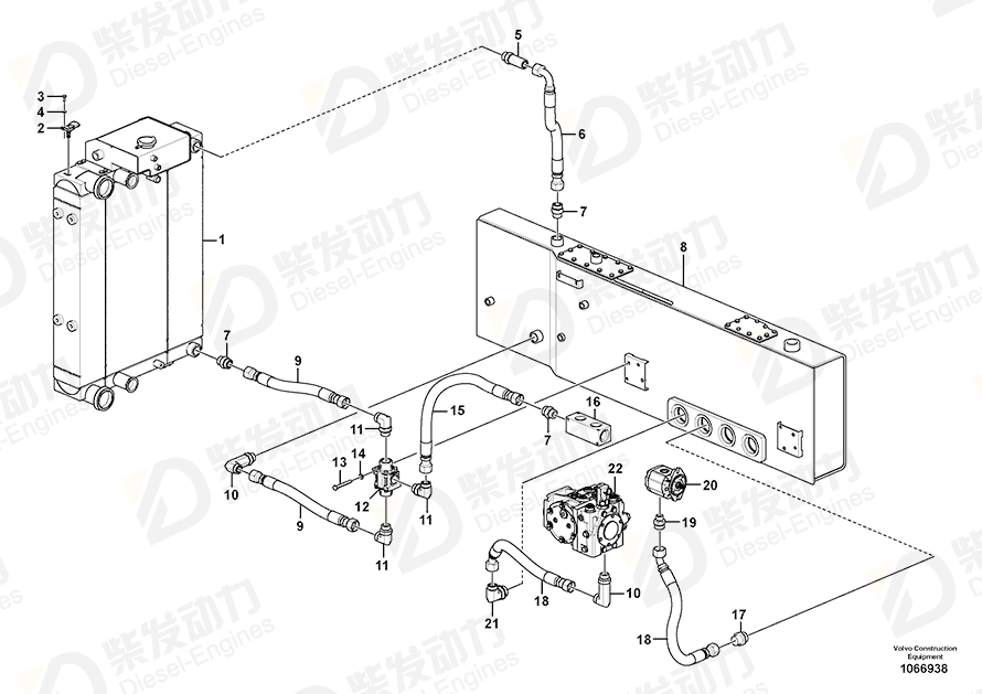 VOLVO Hose assembly 937527 Drawing