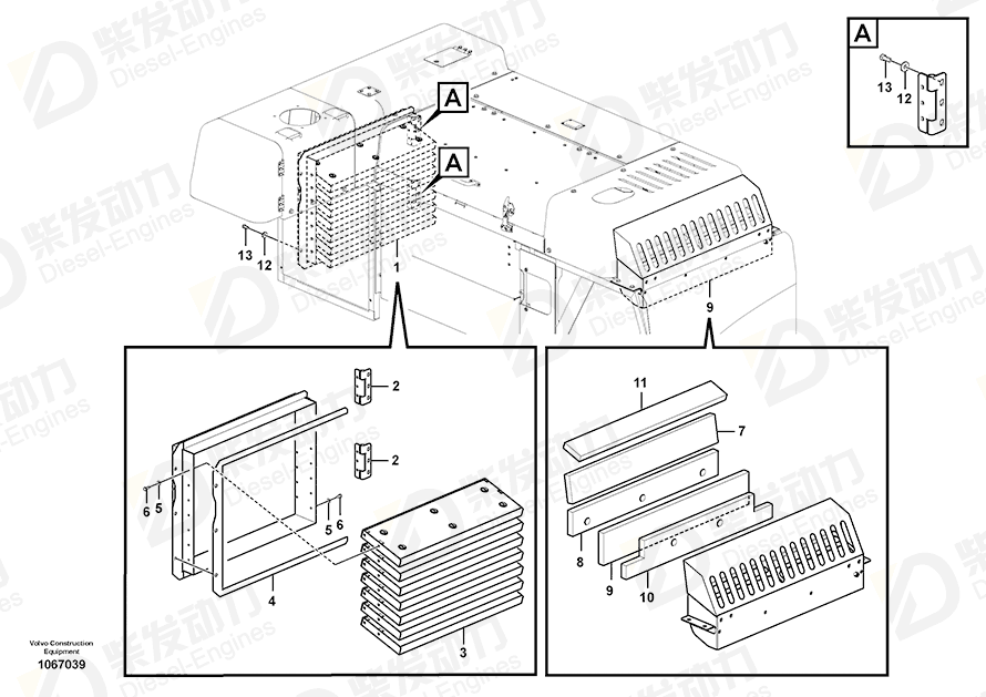 VOLVO Grille 14543023 Drawing