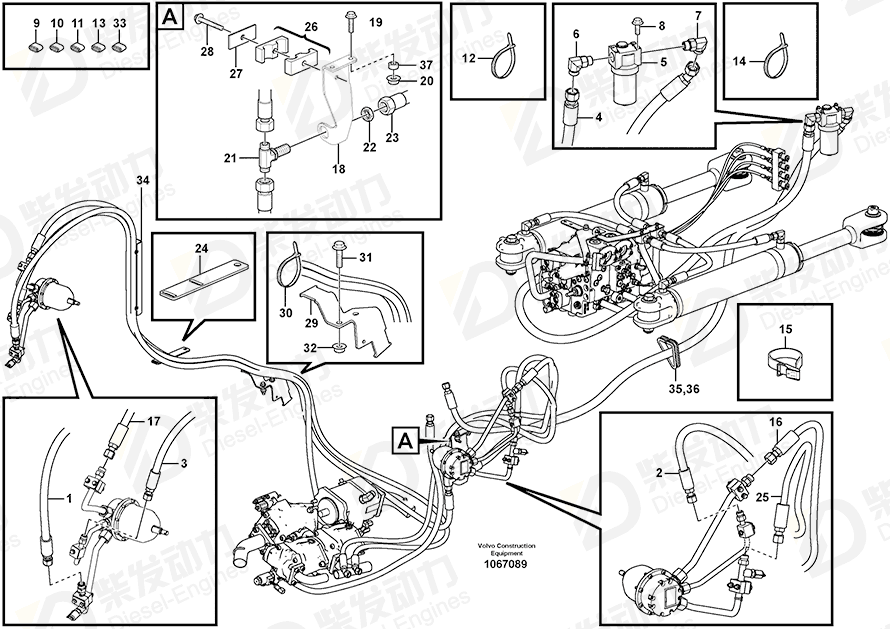 VOLVO Hose assembly 15198116 Drawing