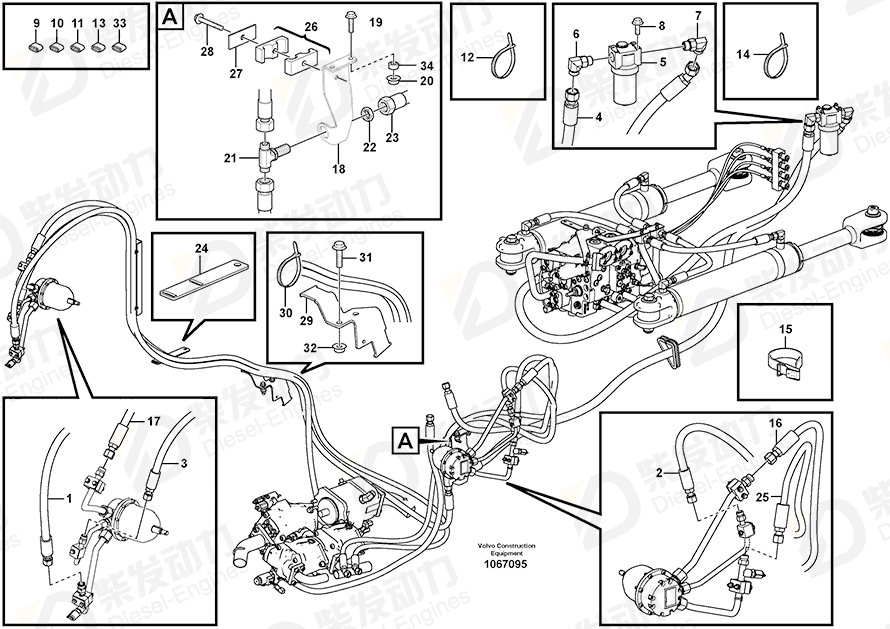 VOLVO Hose assembly 937360 Drawing VOLVO Hose assembly 937360 Drawing