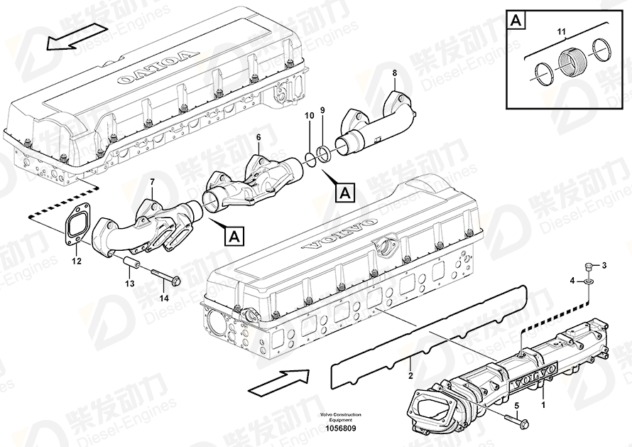 VOLVO Exhaust manifold 20738332 Drawing