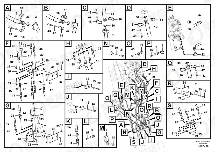 VOLVO Hose assembly 15800374 Drawing VOLVO Hose assembly 15800374 Drawing