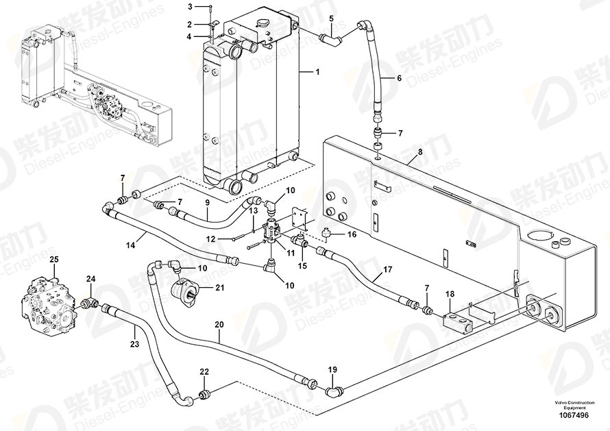 VOLVO Hose assembly 937966 Drawing VOLVO Hose assembly 937966 Drawing