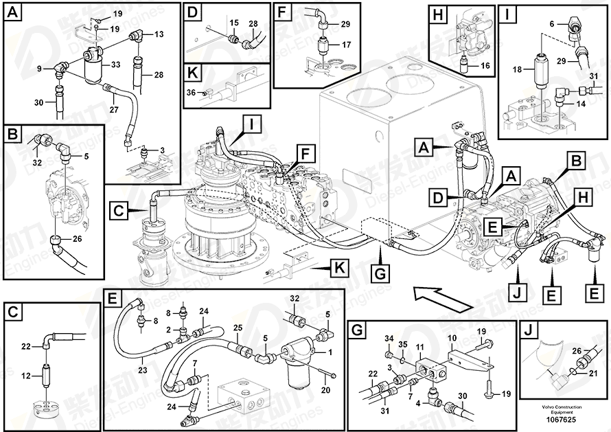 VOLVO Hose assembly 937255 Drawing