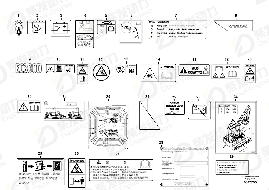 VOLVO Decal 14616019 Drawing