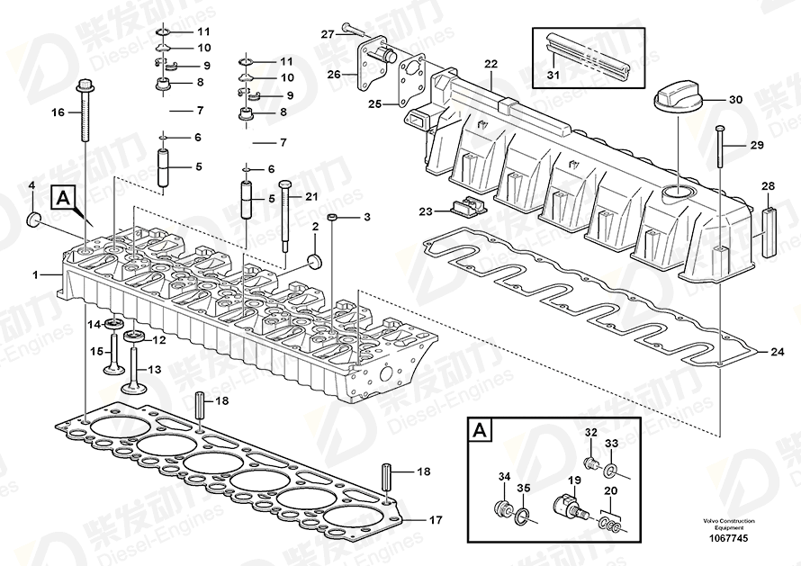 VOLVO Cylinder head gasket 20943389 Drawing