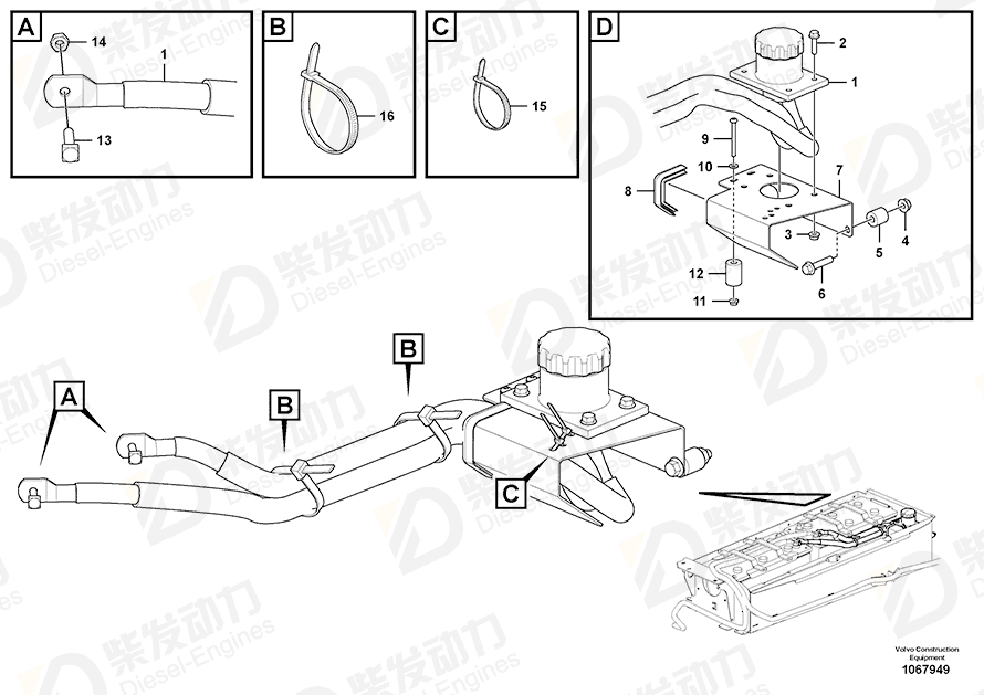 VOLVO Cable 16233497 Drawing