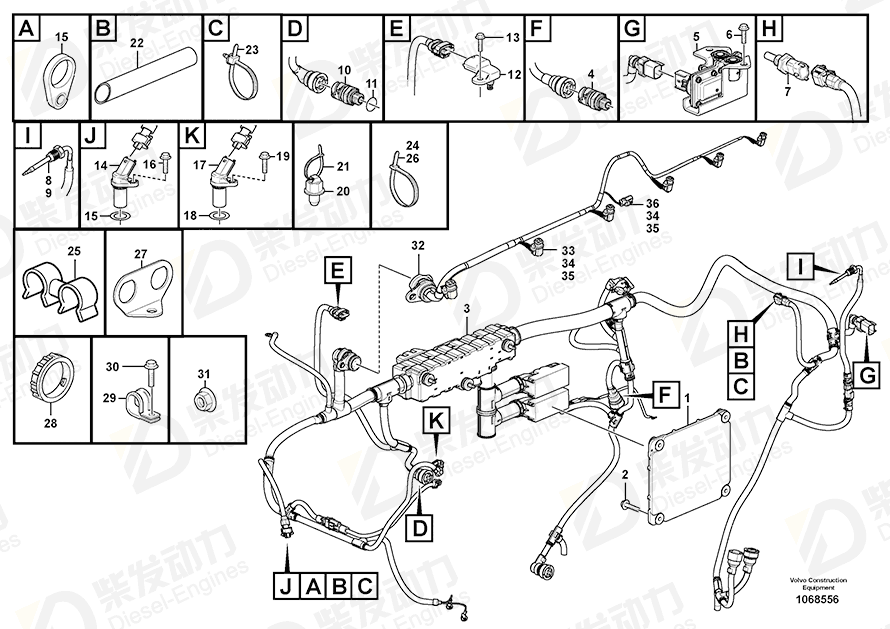 VOLVO Cable harness 15030922 Drawing