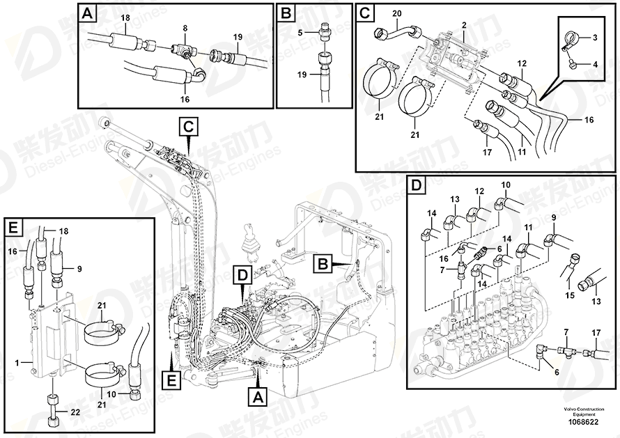VOLVO Hose assembly 937114 Drawing VOLVO Hose assembly 937114 Drawing