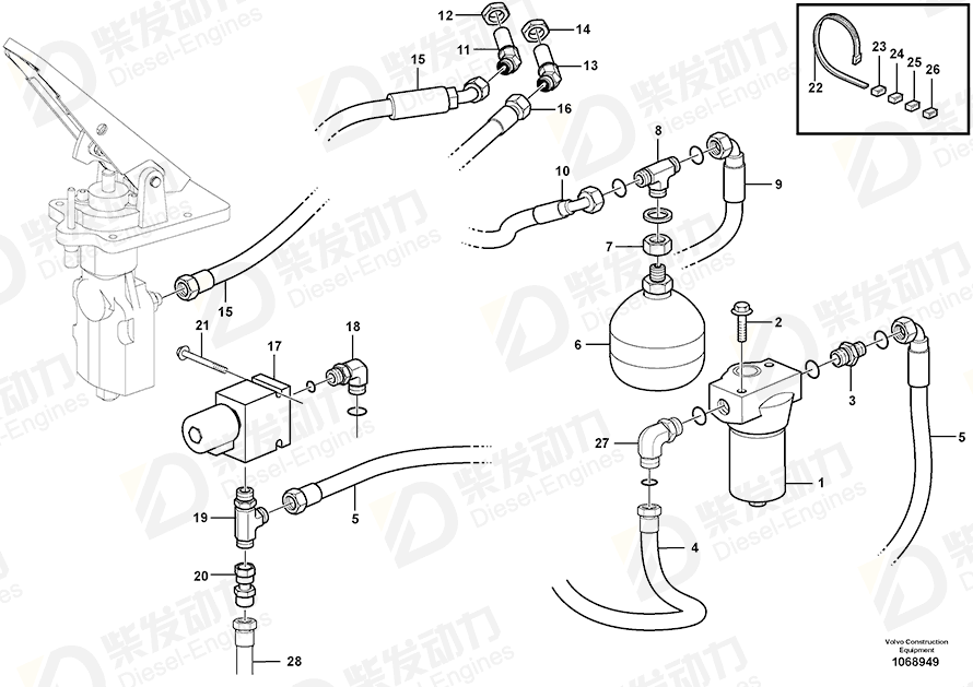 VOLVO Hose assembly 16808623 Drawing VOLVO Hose assembly 16808623 Drawing