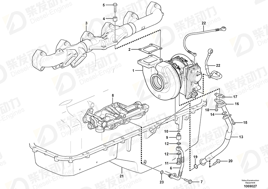 VOLVO Turbocharger 22303590 Drawing