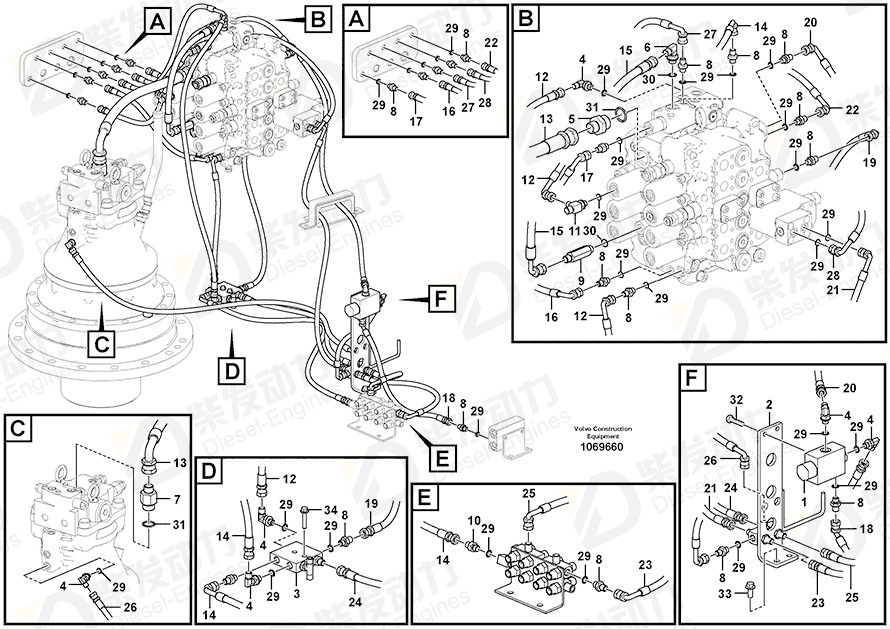 VOLVO Hose assembly SA9451-02212 Drawing