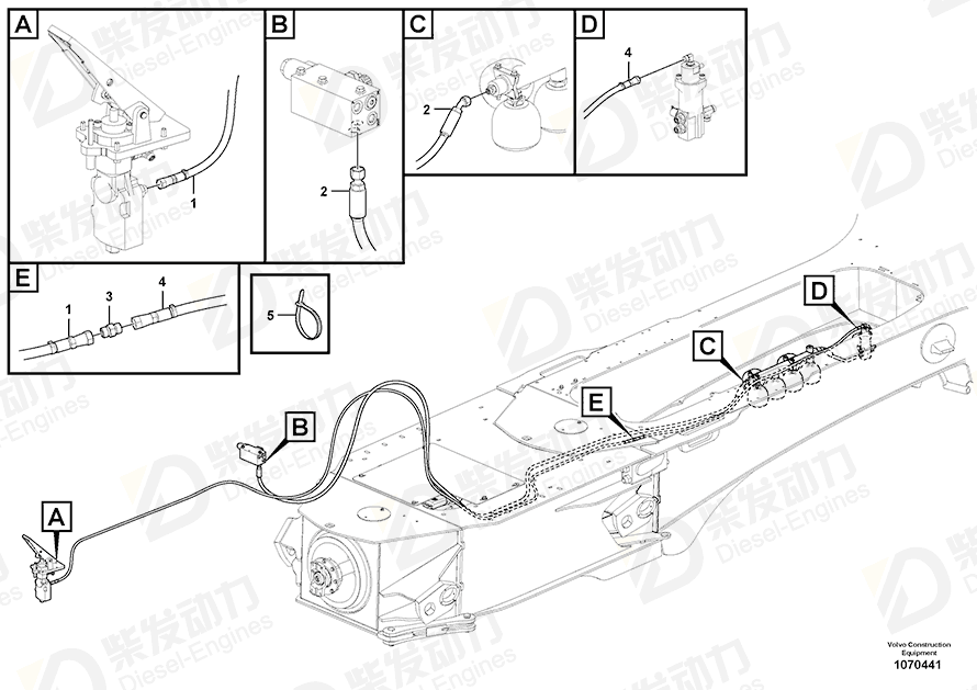 VOLVO Hose assembly 16249034 Drawing VOLVO Hose assembly 16249034 Drawing