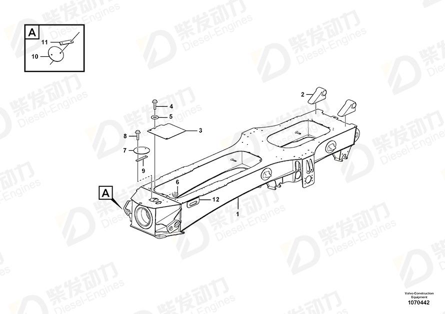 VOLVO Rear frame 16844126 Drawing VOLVO Rear frame 16844126 Drawing