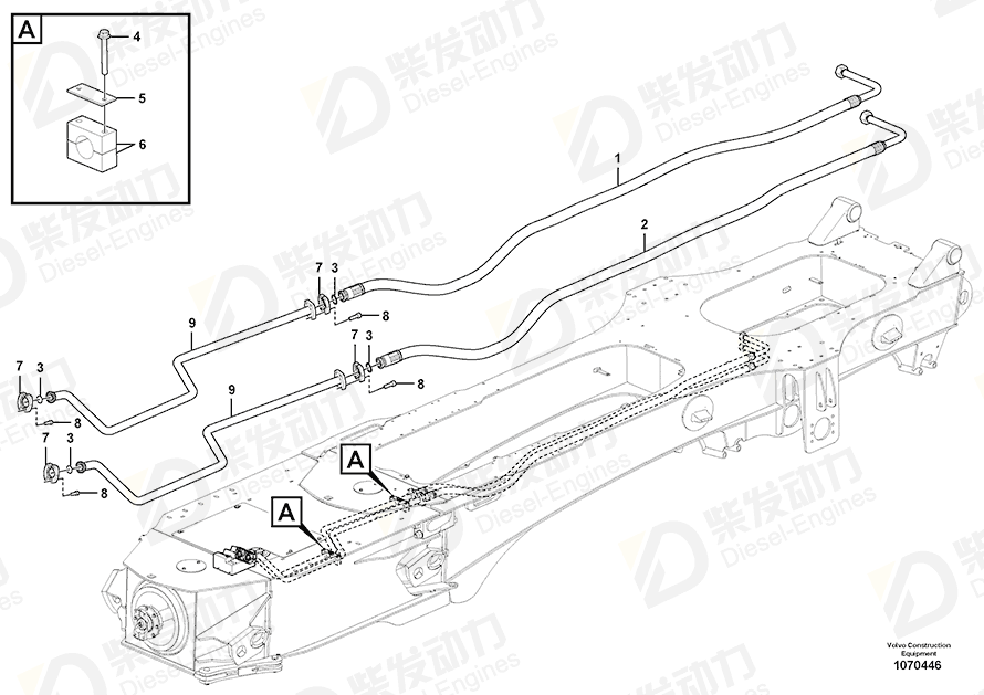 VOLVO Hose assembly 16257473 Drawing VOLVO Hose assembly 16257473 Drawing