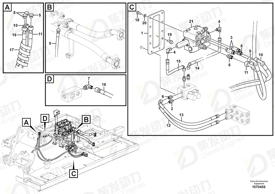 VOLVO Hose assembly 15169206 Drawing VOLVO Hose assembly 15169206 Drawing