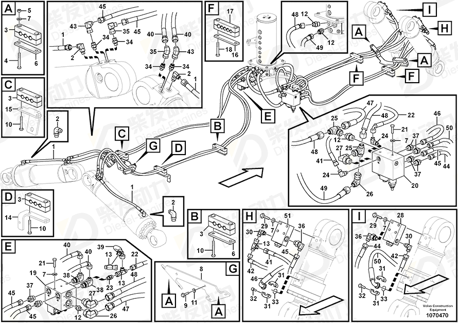 VOLVO Hose assembly 937184 Drawing VOLVO Hose assembly 937184 Drawing
