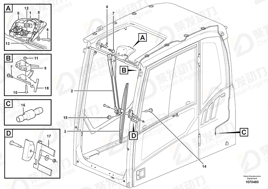 VOLVO Wiper bearing 15006611 Drawing