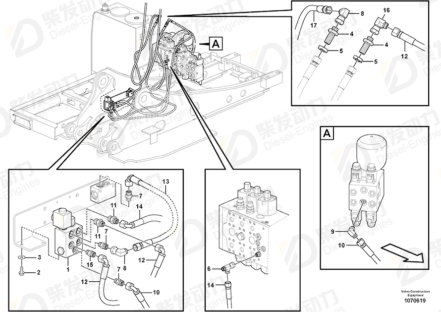 VOLVO Hose assembly 936787 Drawing VOLVO Hose assembly 936787 Drawing