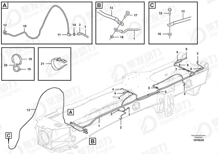 VOLVO Cable 15081077 Drawing